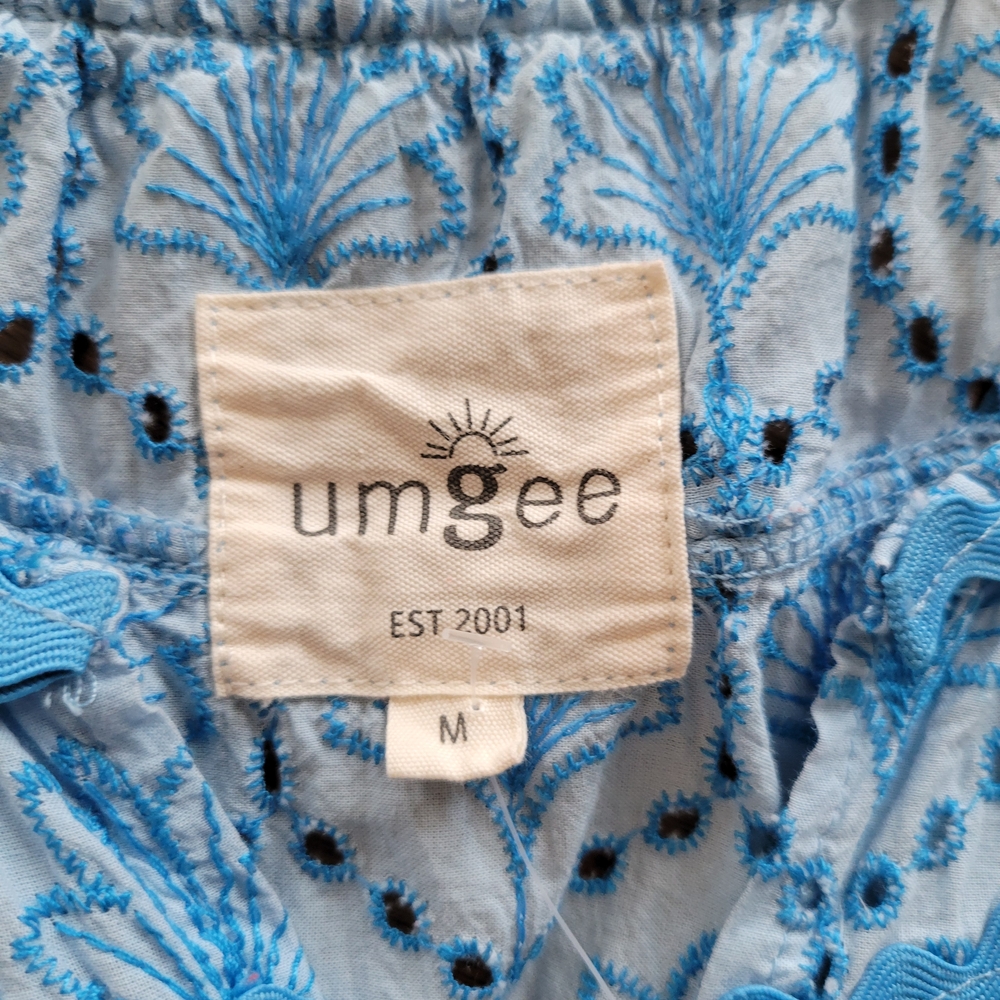Umgee Blue Boho Print Ruffle Hem Dress | Babydoll Mini Dress | Size Medium - Picture 5 of 5
